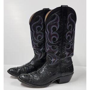 Nocona Black Python Snakeskin Cowboy Boots USA Western Exotic 4317C Men's READ